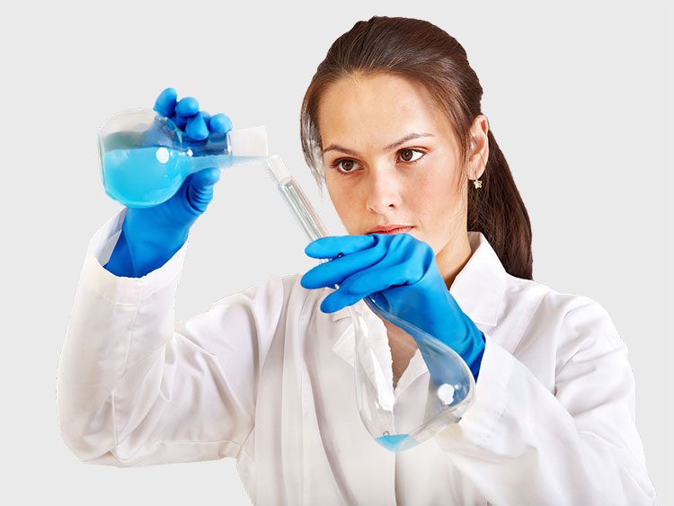 Woman working on chemicals