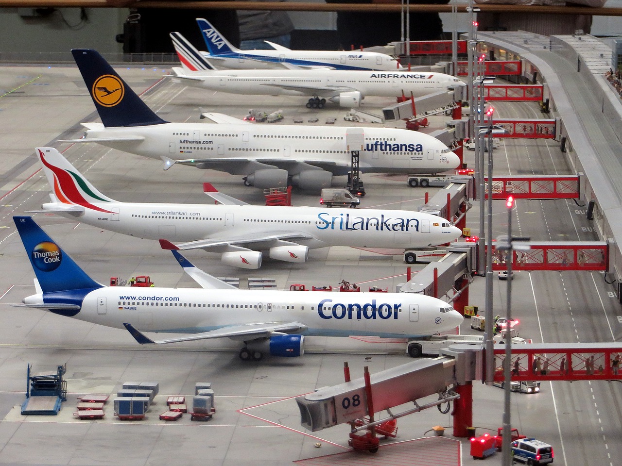 airplanes in an airport terminal